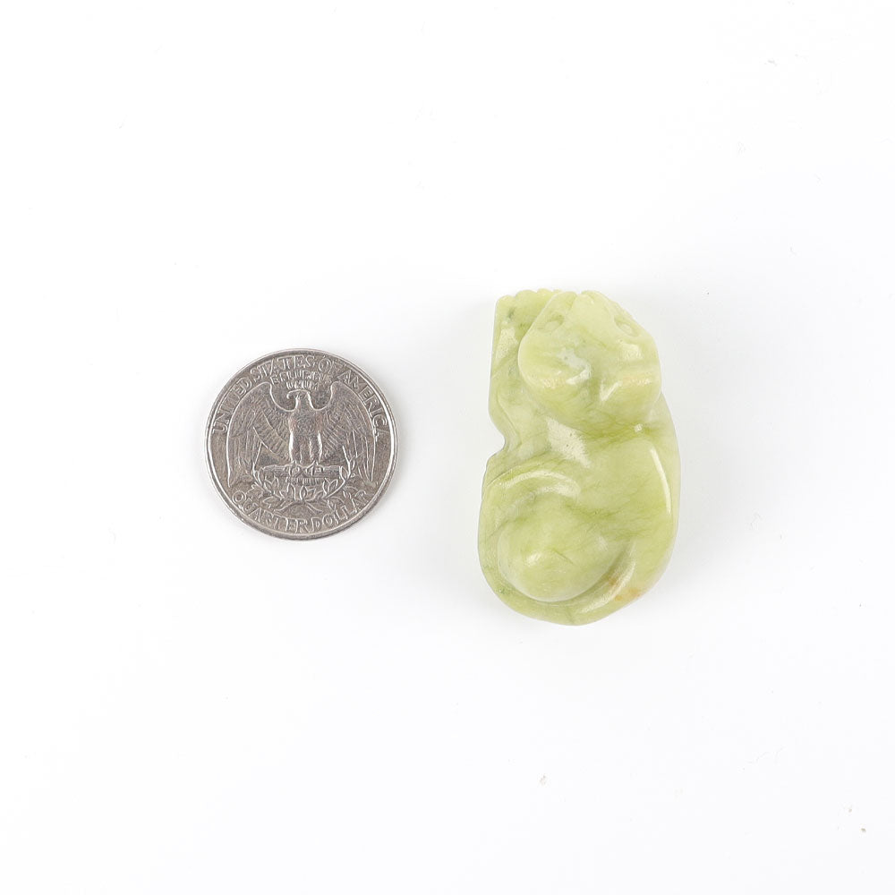 Serpentine Crystal Cat Figurine 1.5" Healing Decor