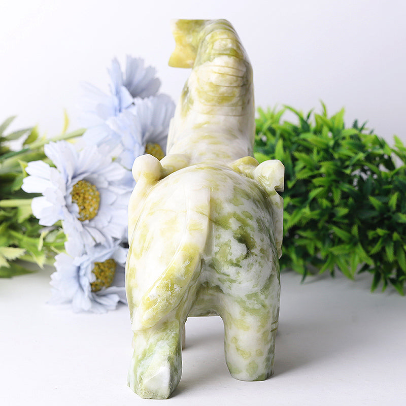 Serpentine Crystal Elephant Figurine 6.5in for Wisdom & Luck