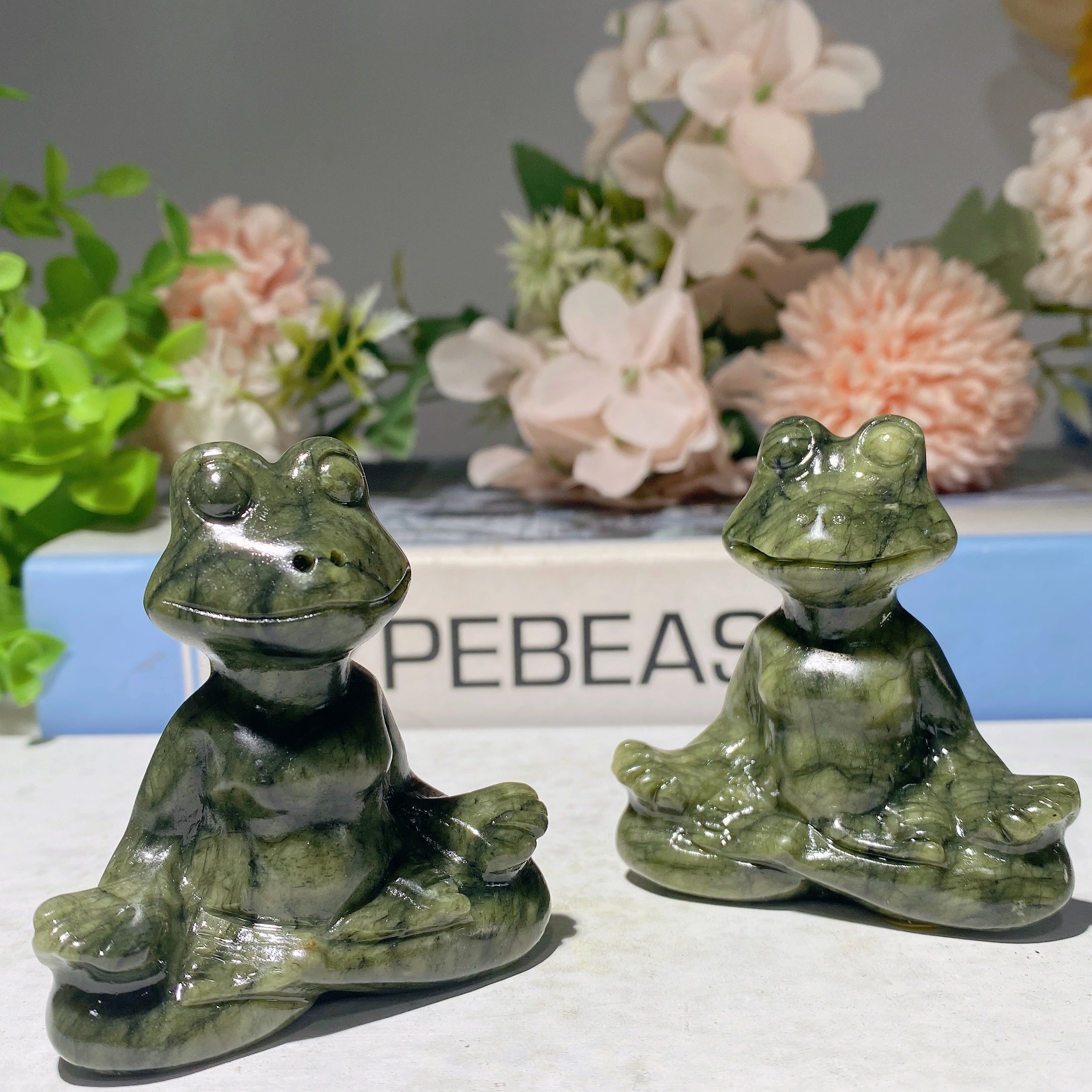 Serpentine Crystal Frog Carving 2.3-3.0 Inch Yoga Figurine