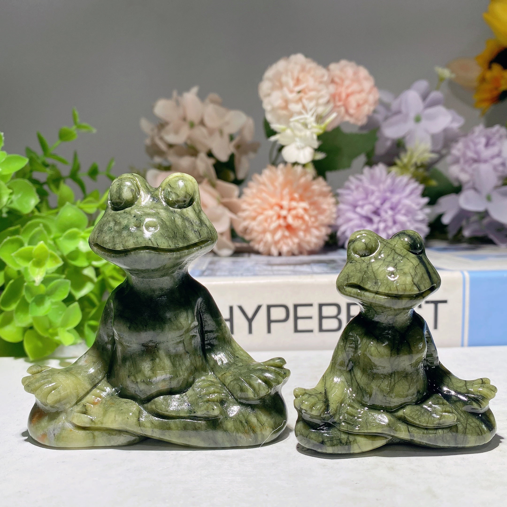 Serpentine Crystal Frog Carving 2.3-3.0 Inch Yoga Figurine
