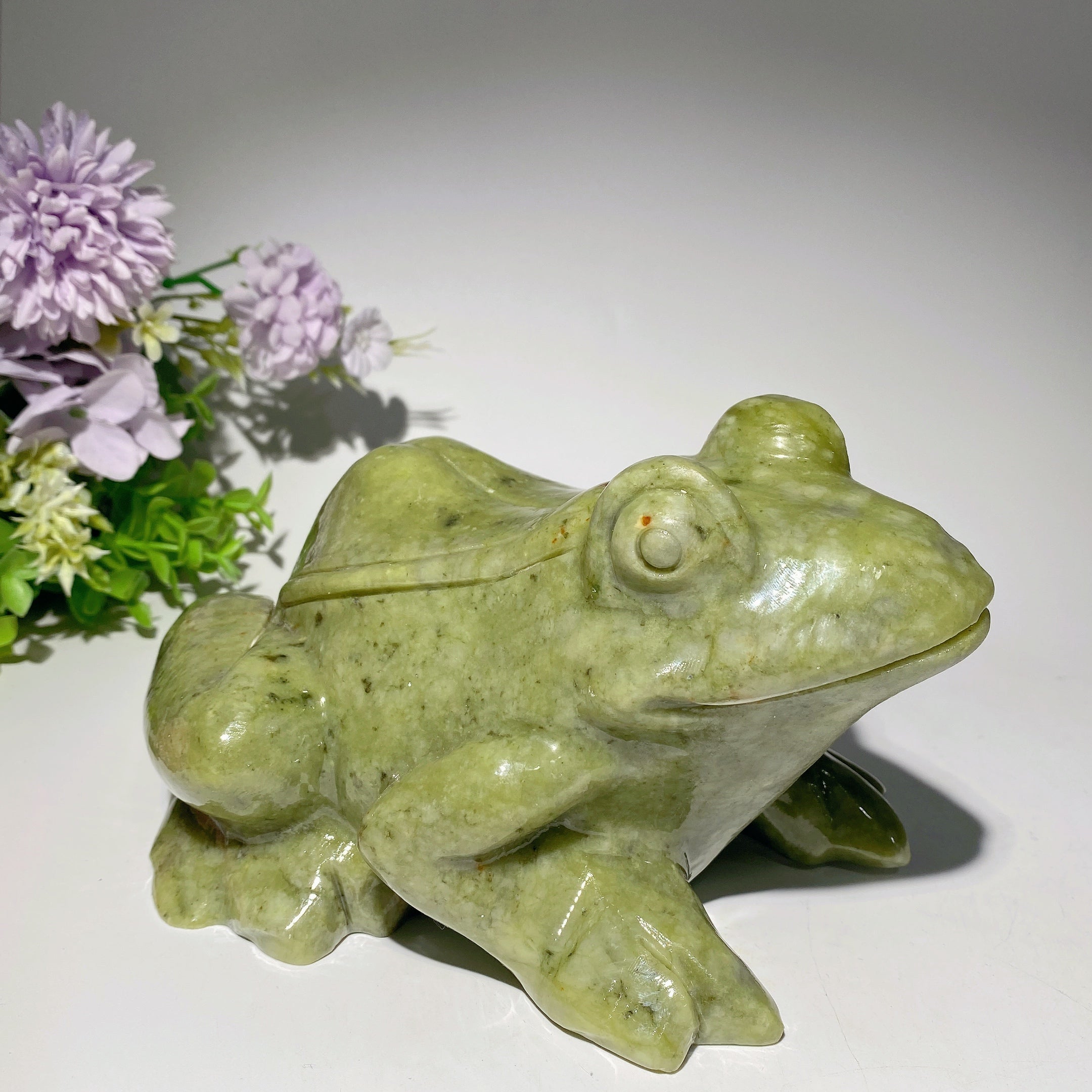 Serpentine & Jade Frog Figurines 4.5-8.7 Inch Decorative Collectibles