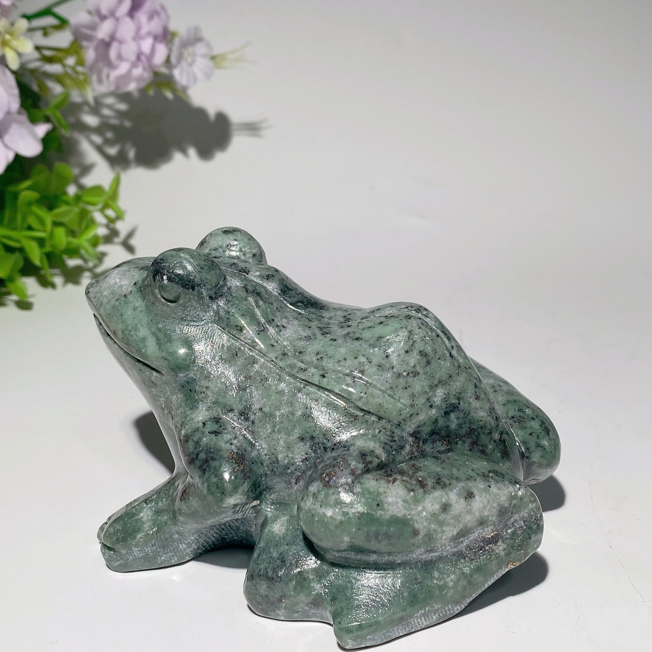 Serpentine & Jade Frog Figurines 4.5-8.7 Inch Decorative Collectibles