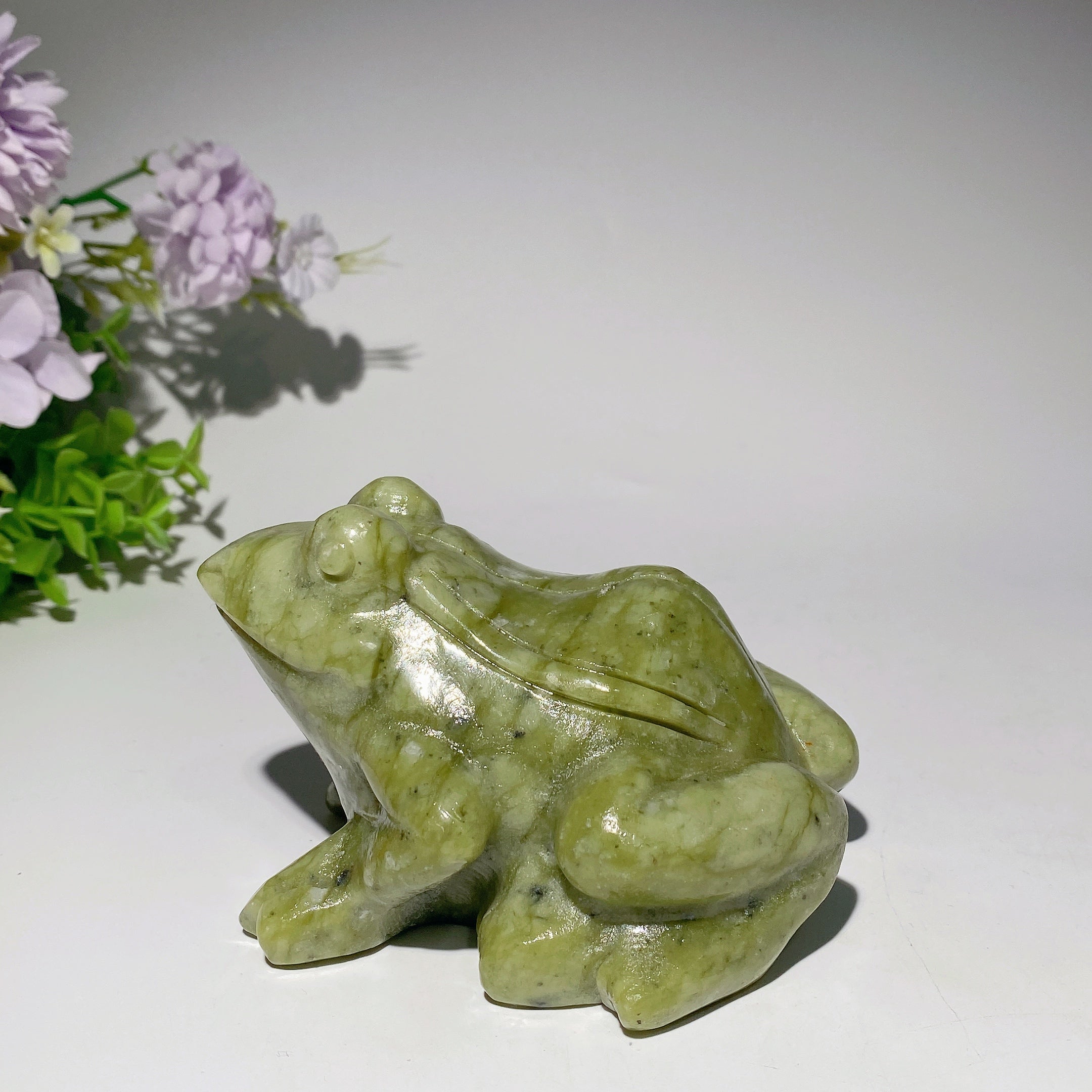 Serpentine & Jade Frog Figurines 4.5-8.7 Inch Decorative Collectibles