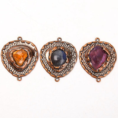 Set of 3 Citrine Amethyst Labradorite Crystal Pendants