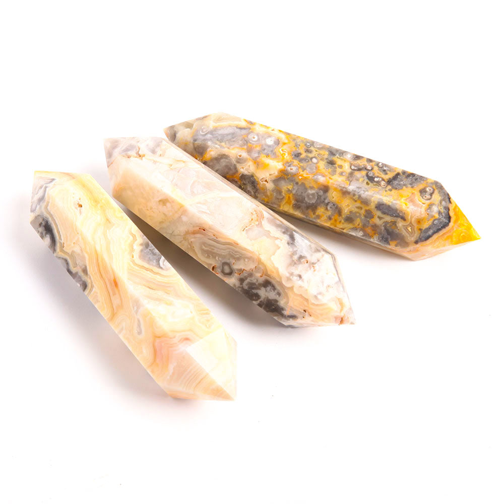 Set of 3 Crazy Agate Double Terminated Crystal Points 3.1-3.3 in