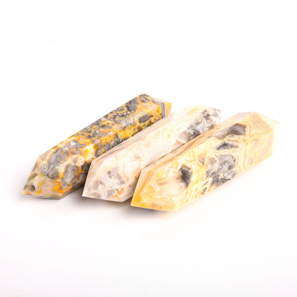 Set of 3 Crazy Agate Double Terminated Crystal Points 3.1-3.3 in