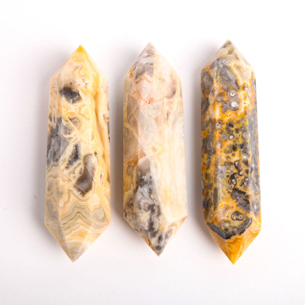 Set of 3 Crazy Agate Double Terminated Crystal Points 3.1-3.3 in