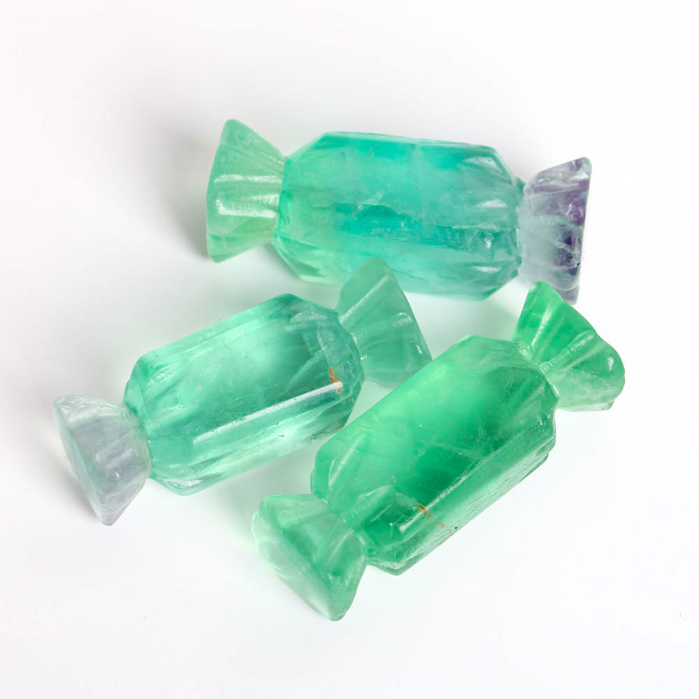 Set of 3 Fluorite Candy Shape Crystal Decorations
