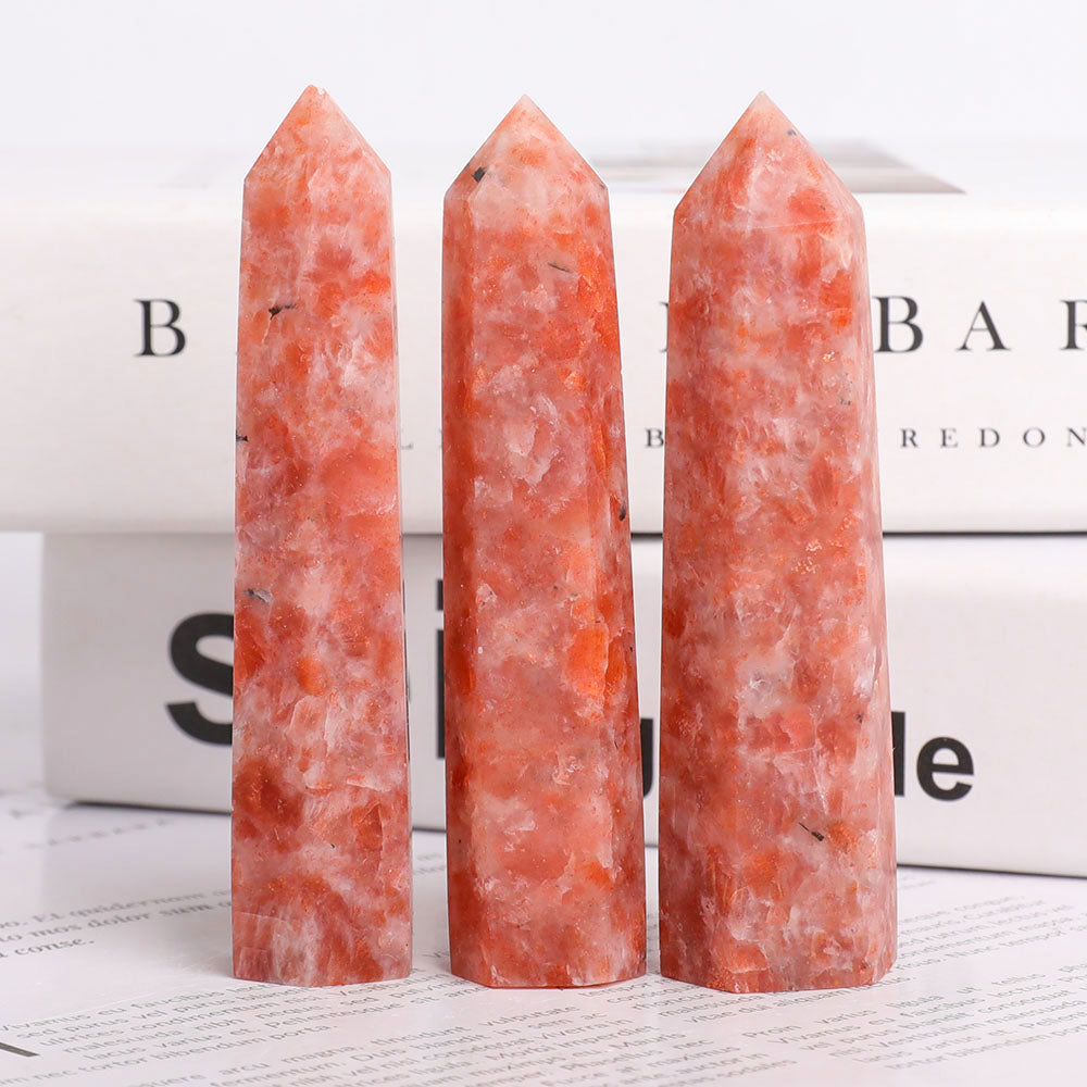 Set of 3 Gold Strawberry Quartz Crystal Points 3.5-4"