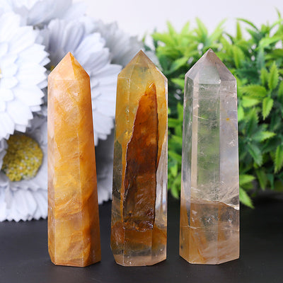 Set of 3 Golden Healer Crystal Points 3.5" - Healing Energy Bundle