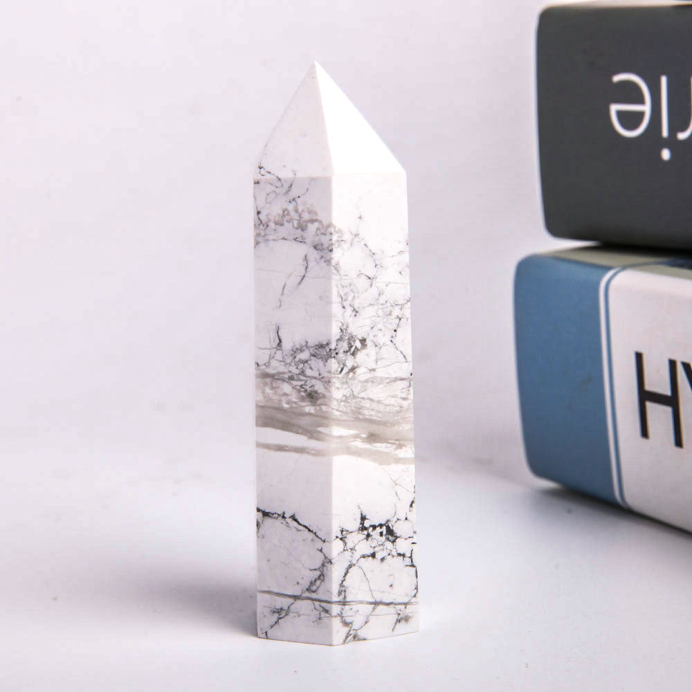 Set of 3 Howlite Crystal Points 2.6 inches Healing Energy