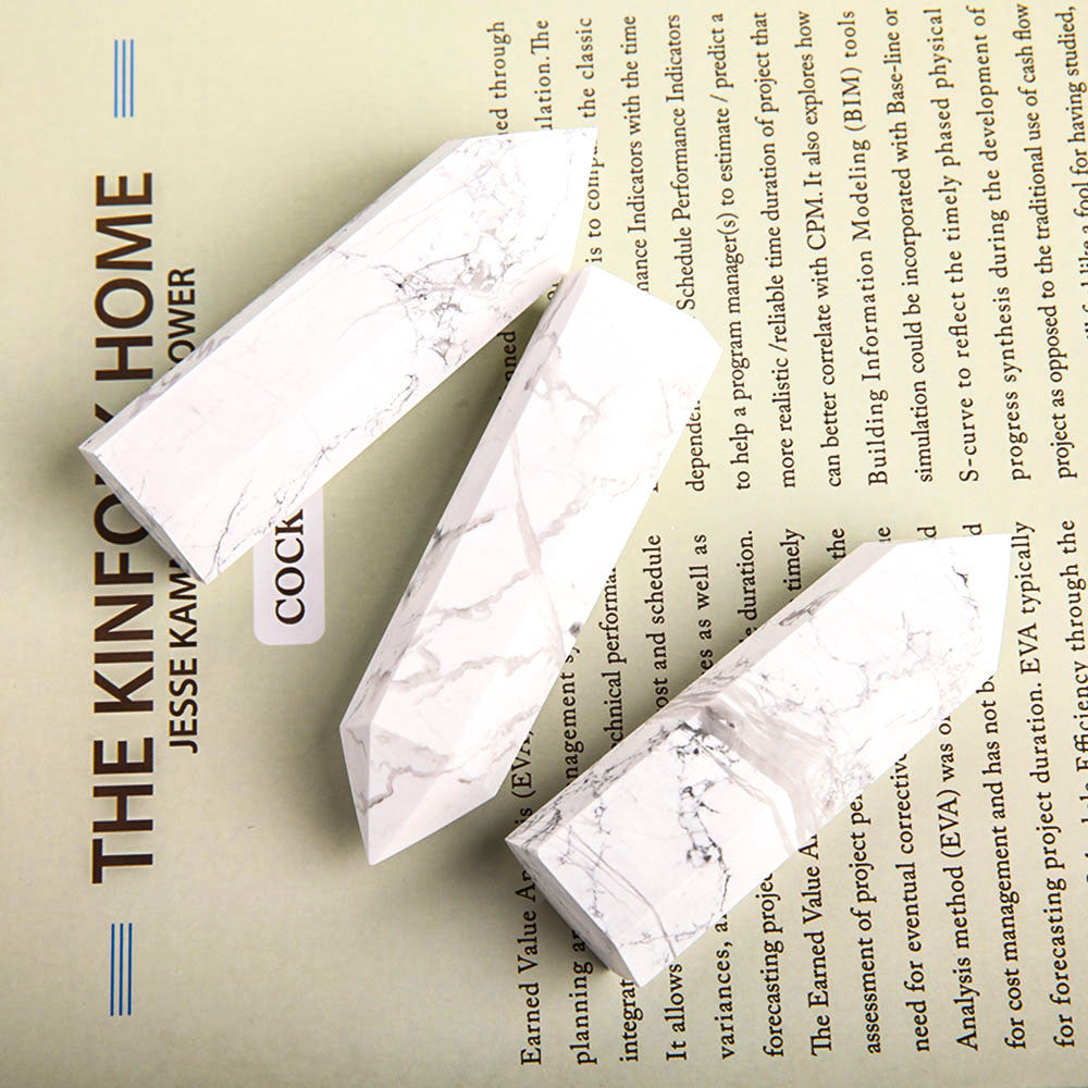 Set of 3 Howlite Crystal Points 2.6 inches Healing Energy