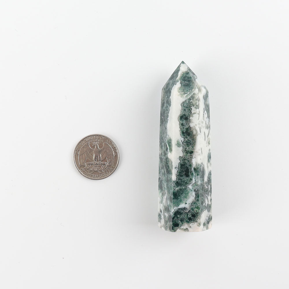 Set of 3 Moss Agate Crystal Towers for Healing & Energy