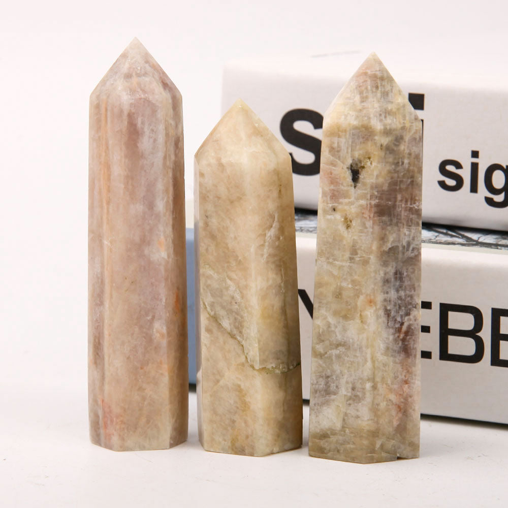 Set of 3 Peach Moonstone Crystal Points 3-4 Inch Healing Stones
