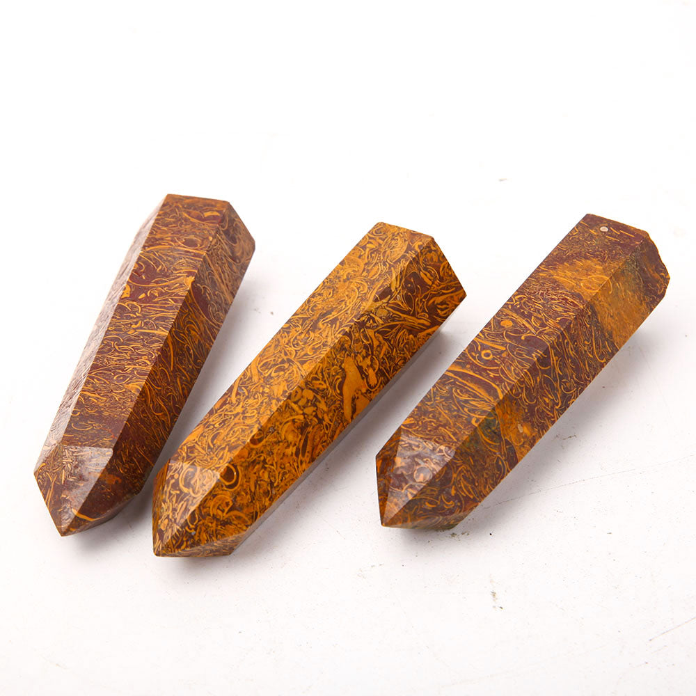 Set of 3 Polished Brown Calligraphy Crystal Points 3.5-4 inch
