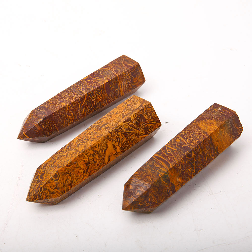 Set of 3 Polished Brown Calligraphy Crystal Points 3.5-4 inch