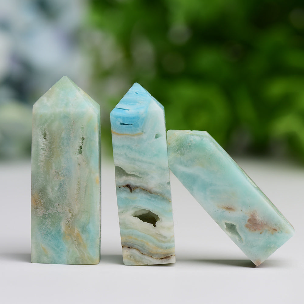 Set of 3 Polished Hemimorphite Crystal Points 1.5-2in