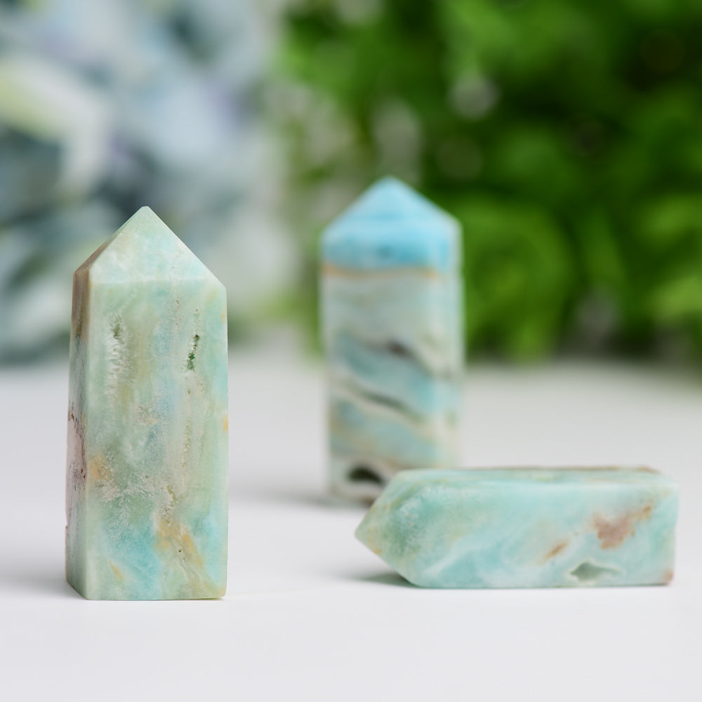 Set of 3 Polished Hemimorphite Crystal Points 1.5-2in