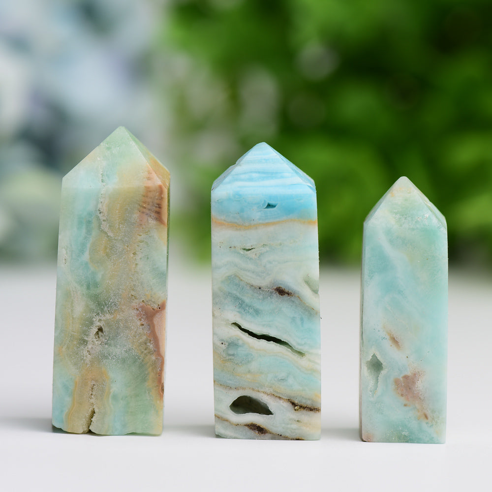 Set of 3 Polished Hemimorphite Crystal Points 1.5-2in