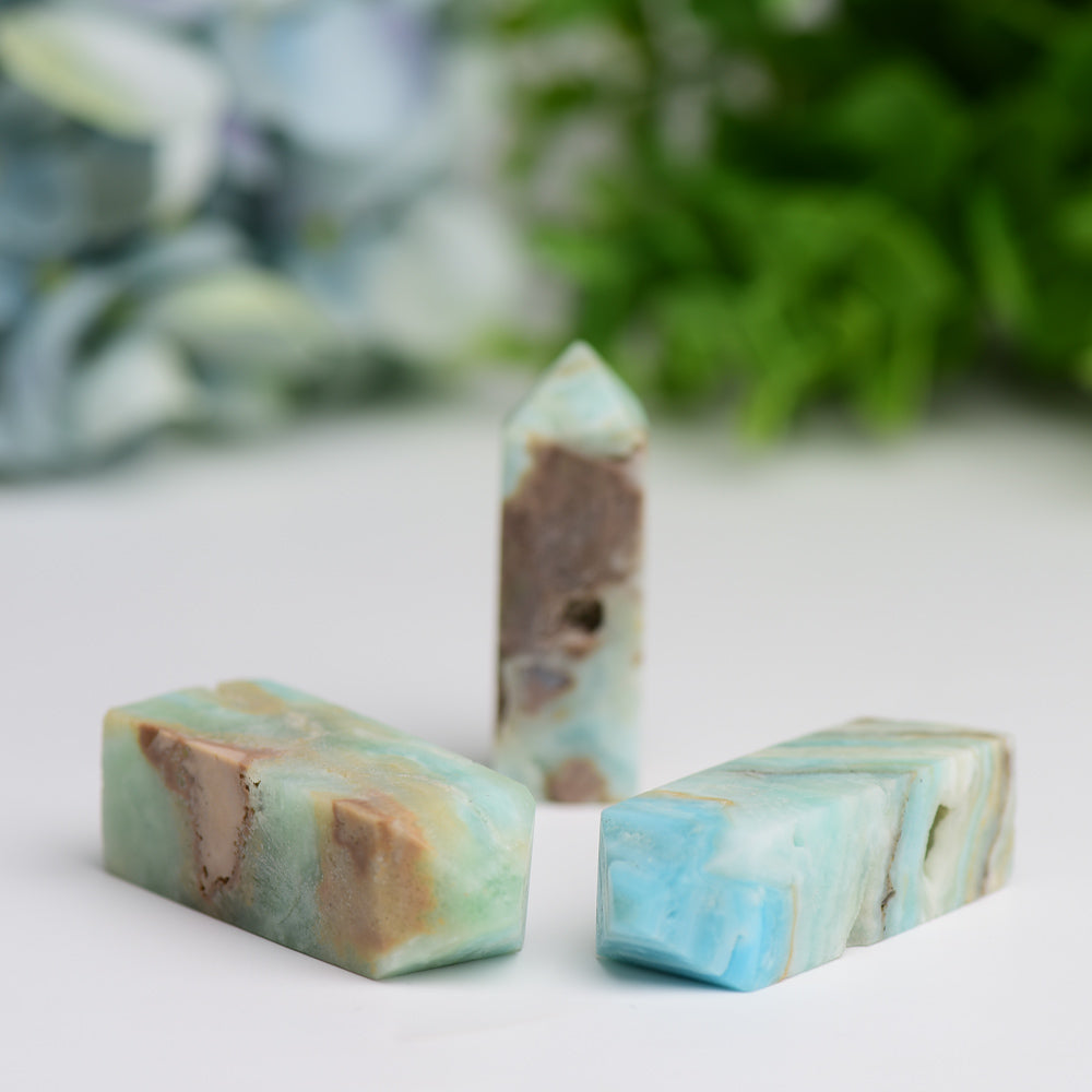 Set of 3 Polished Hemimorphite Crystal Points 1.5-2in