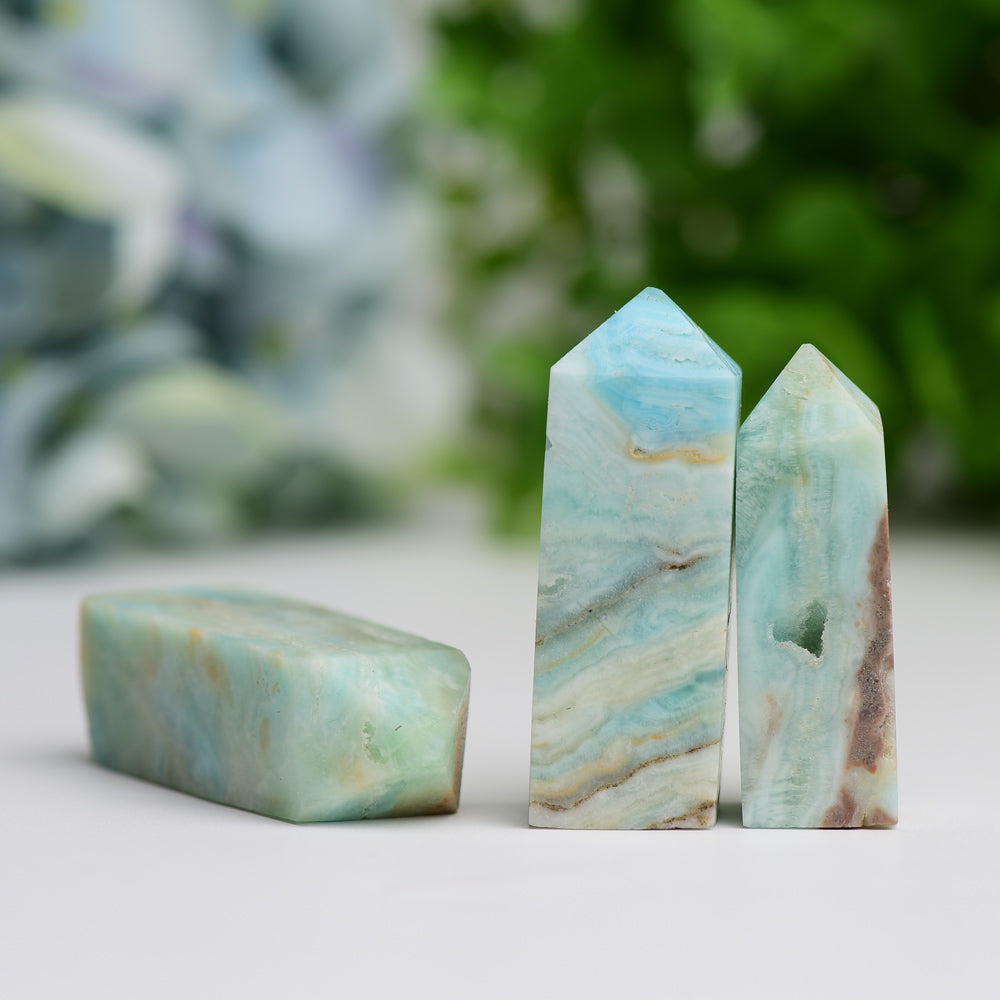 Set of 3 Polished Hemimorphite Crystal Points 1.5-2in