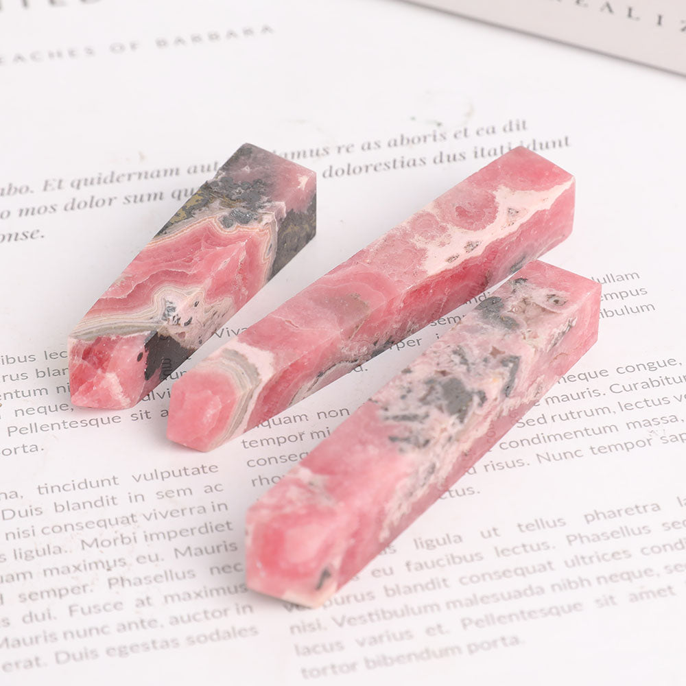 Set of 3 Rhodochrosite Crystal Points 2.5-3.5 inch Healing Wands