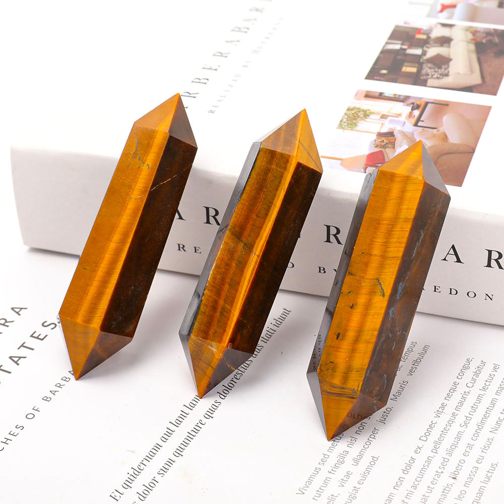 Set of 3 Tiger Eye Double-Terminated Crystal Points 3.62in