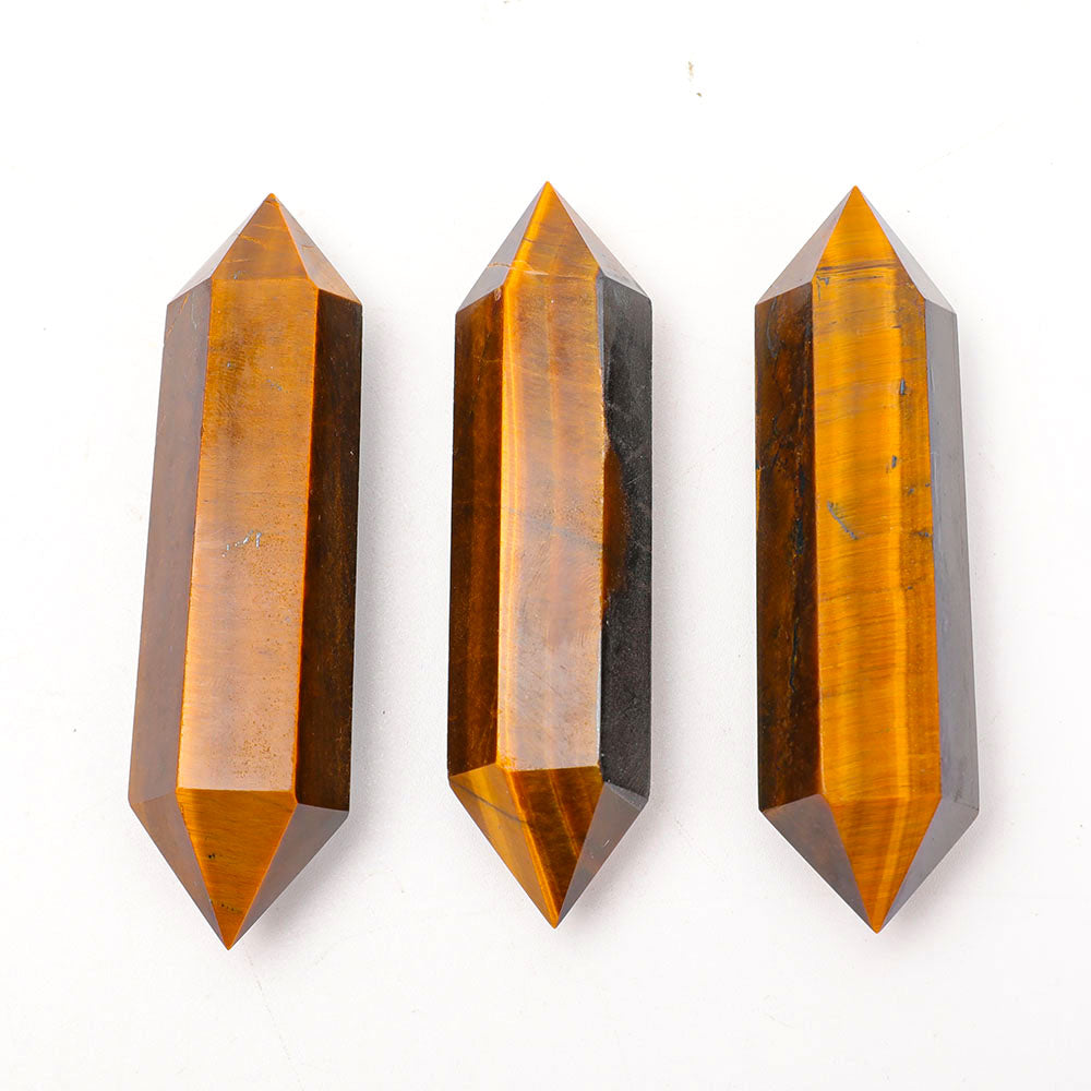 Set of 3 Tiger Eye Double-Terminated Crystal Points 3.62in