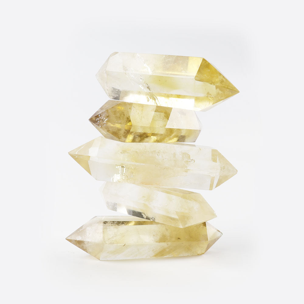 Set of 5 Citrine Double Terminated Crystal Points 1.5-3 inch