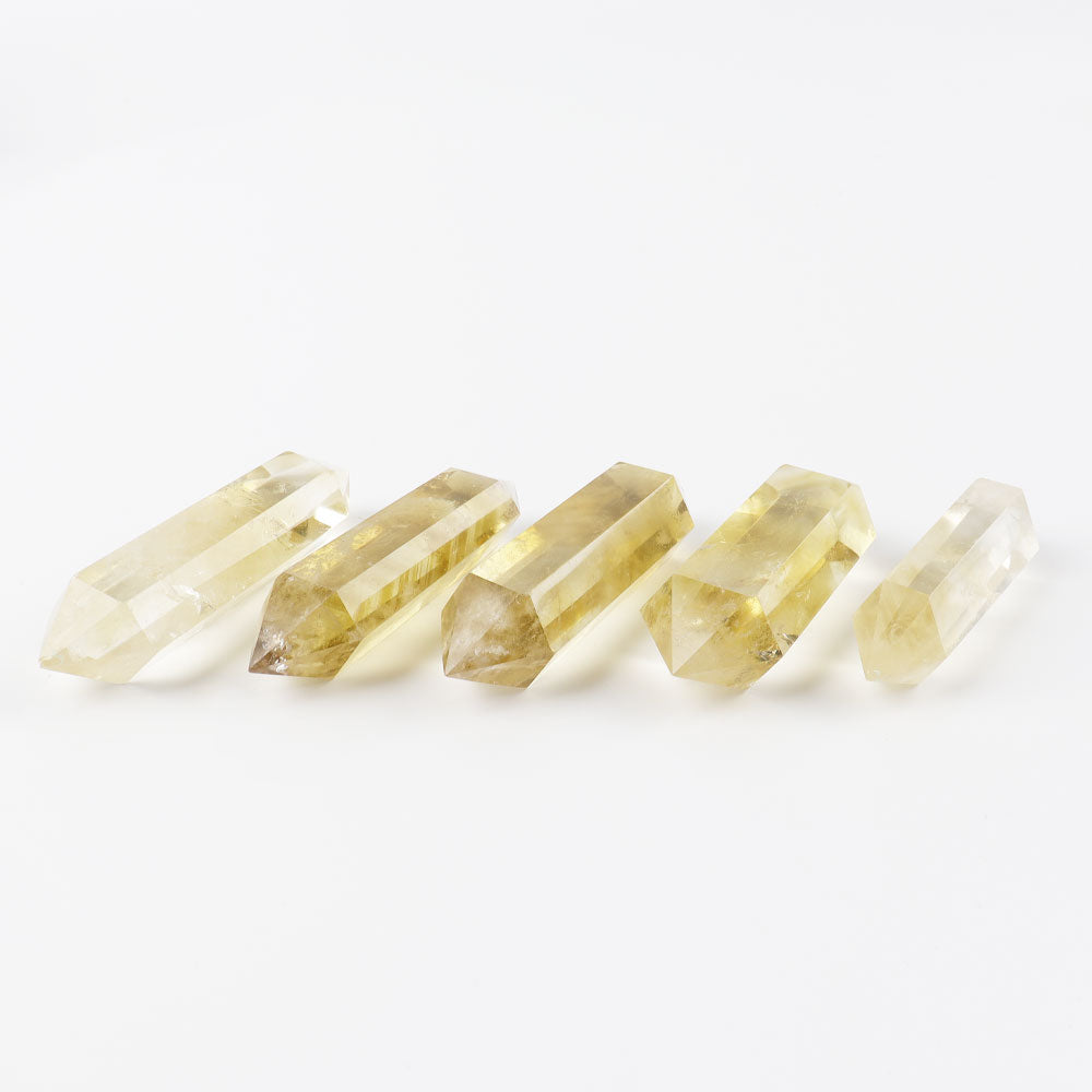 Set of 5 Citrine Double Terminated Crystal Points 1.5-3 inch