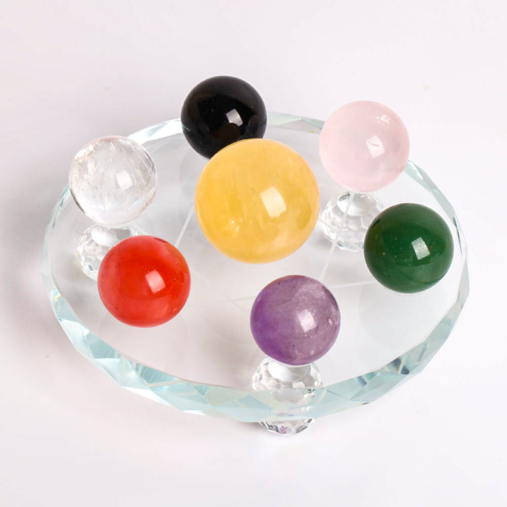 Set of 7 Chakra Crystal Spheres - Healing Crystal Sphere Set
