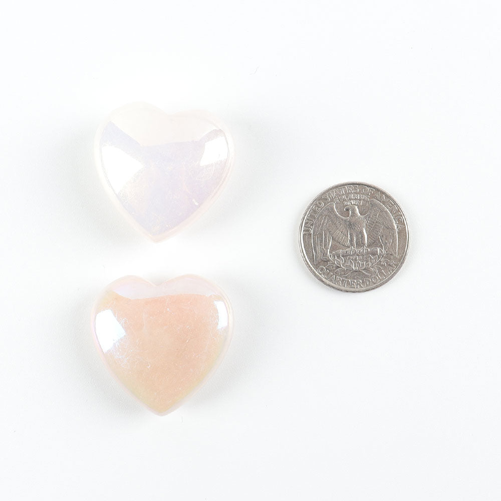 Set of 8 Aura Heart Shape Crystal Carvings for Chakra Healing