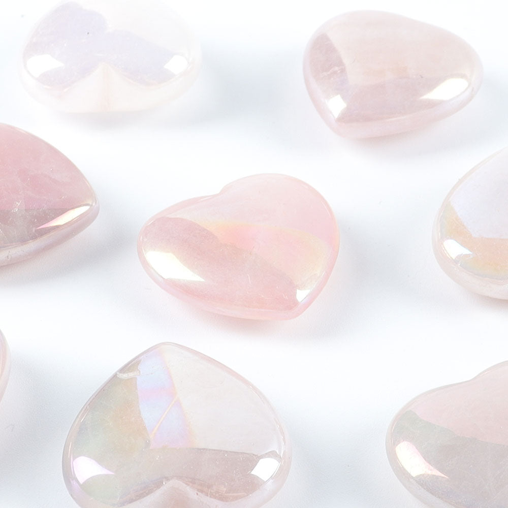 Set of 8 Aura Heart Shape Crystal Carvings for Chakra Healing