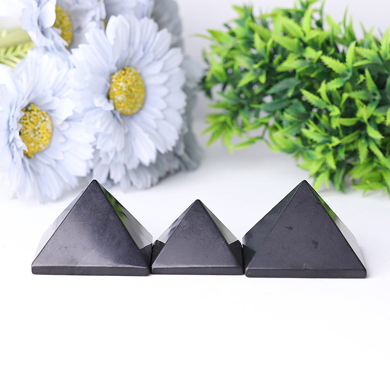 Shungite Crystal Pyramid Carvings 1.5-2 inch Healing Tool