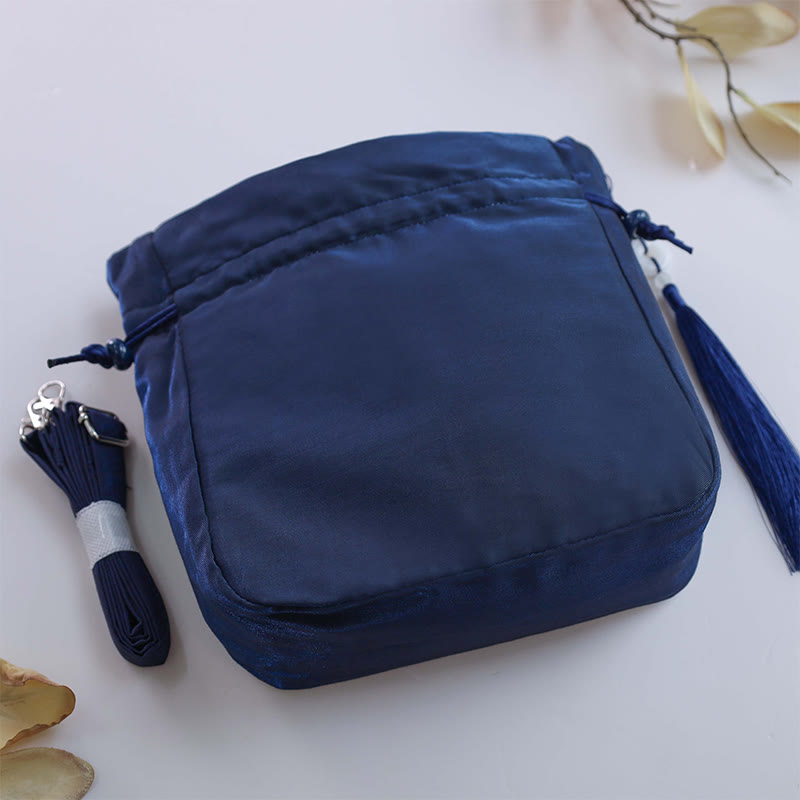 Silk Embroidered Tote Bag with Adjustable Strap 20x20x7cm