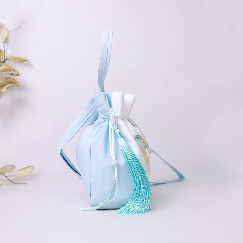 Silk Embroidered Tote Bag with Adjustable Strap 20x20x7cm