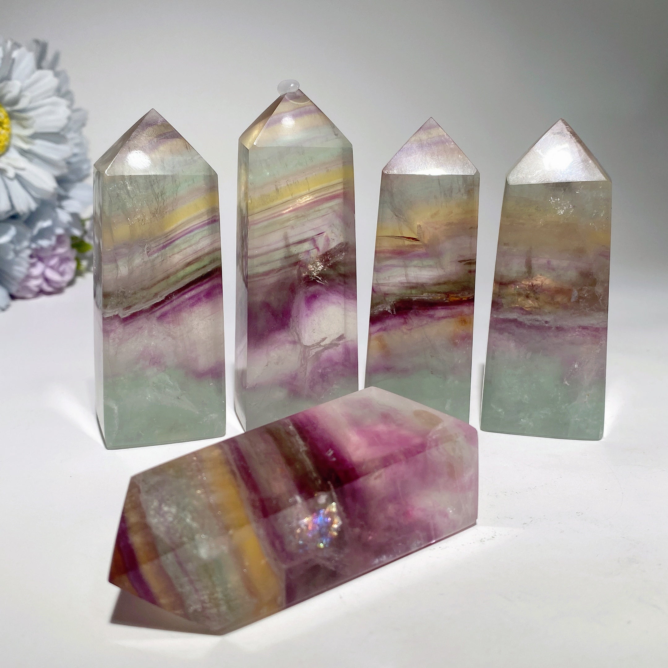 Silk Fluorite 2.0-4.5 inch Crystal Healing Point