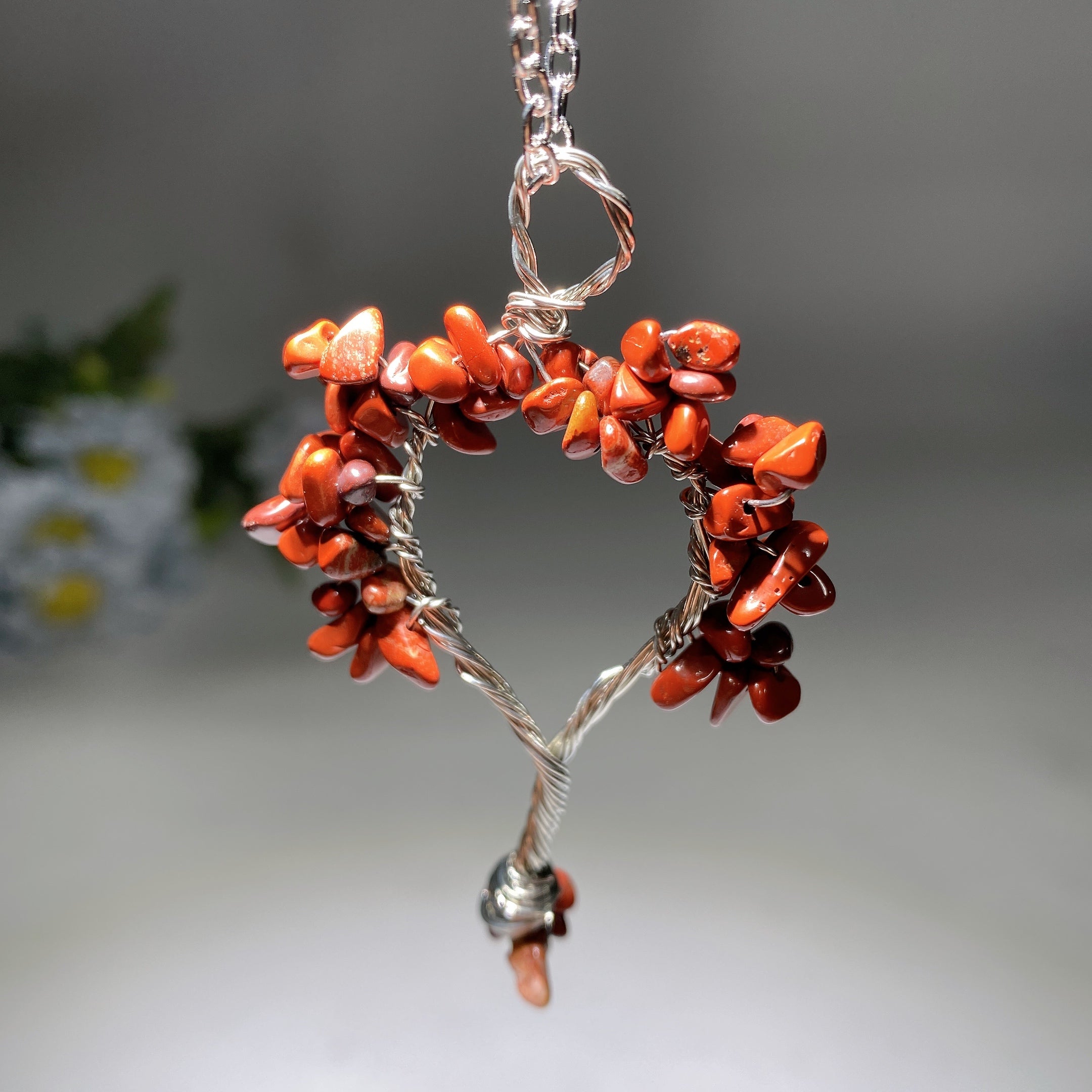 Silver Chain Tree of Life Healing Crystal Necklace 33cm