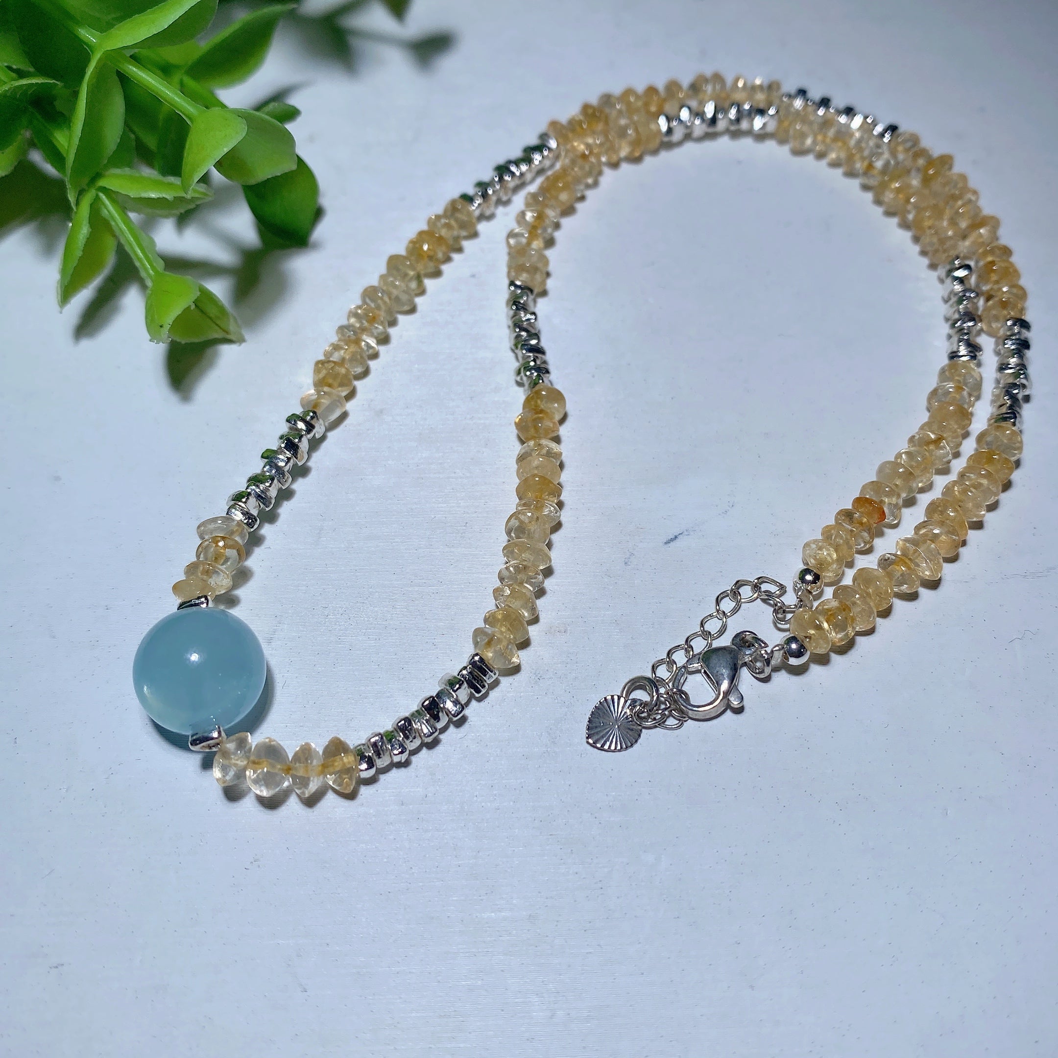 Silver Crystal Chips Healing Necklace 7.5in Approx