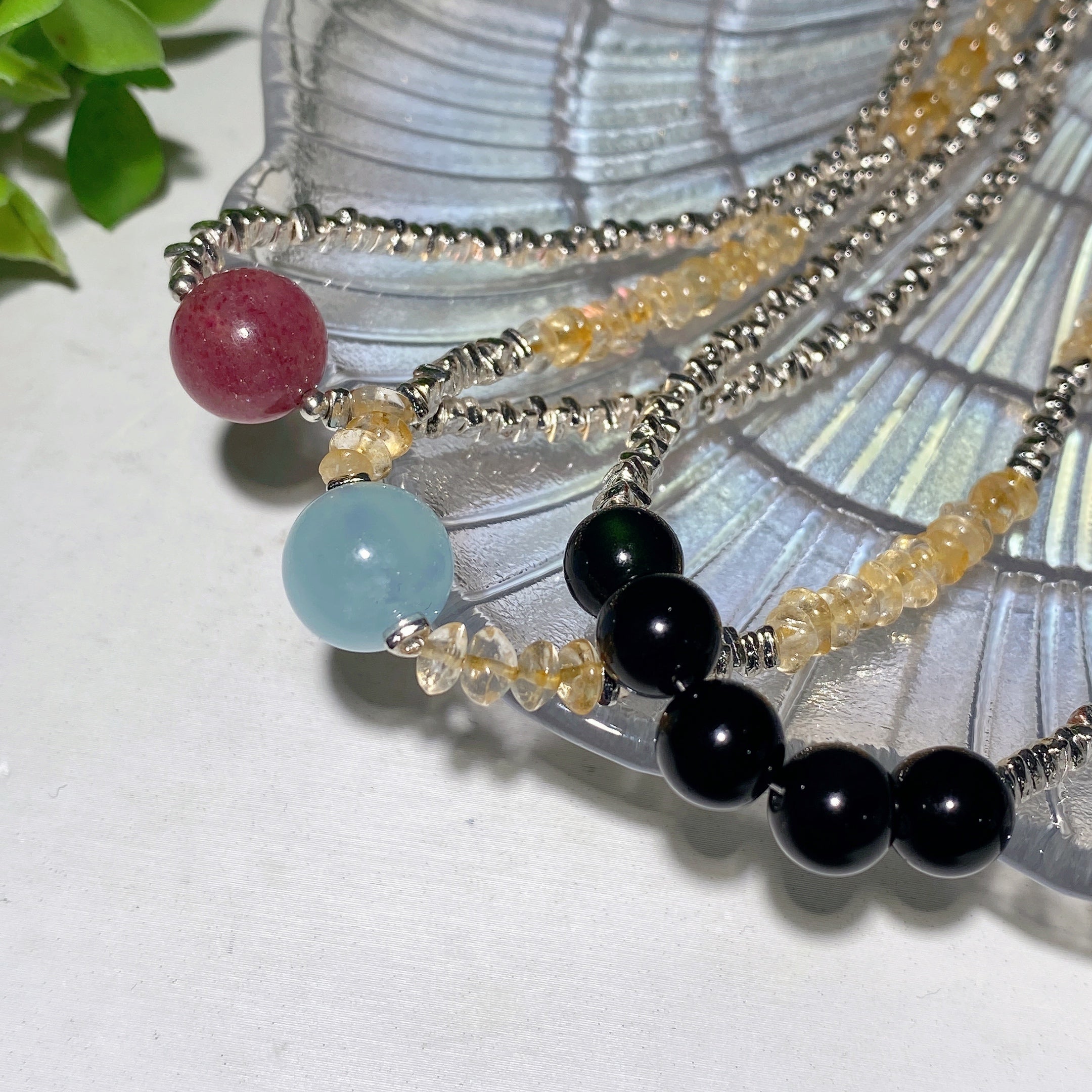 Silver Crystal Chips Healing Necklace 7.5in Approx