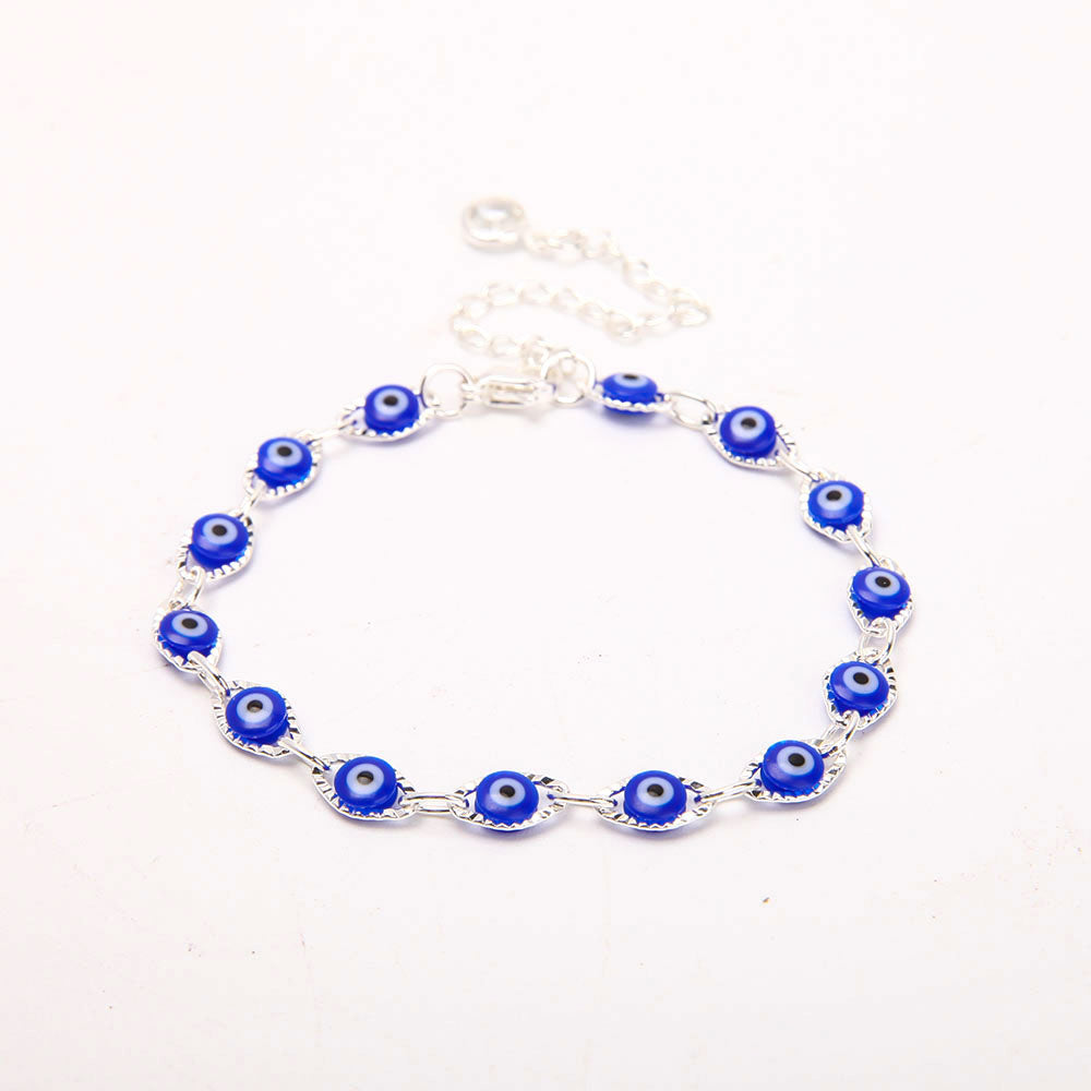 Silver Evil Eye Protection Bracelet 26cm Lightweight