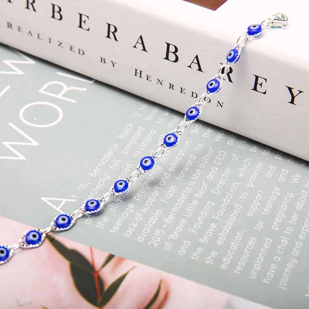 Silver Evil Eye Protection Bracelet 26cm Lightweight