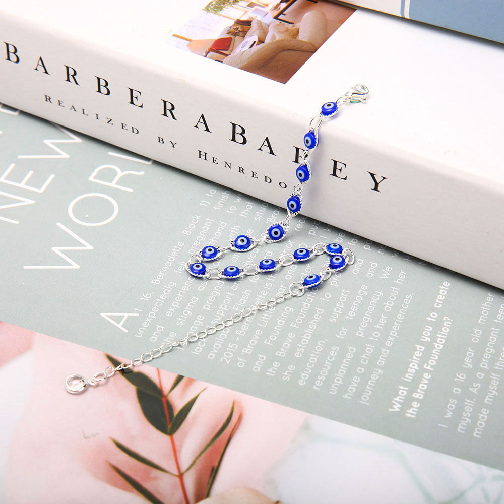 Silver Evil Eye Protection Bracelet 26cm Lightweight