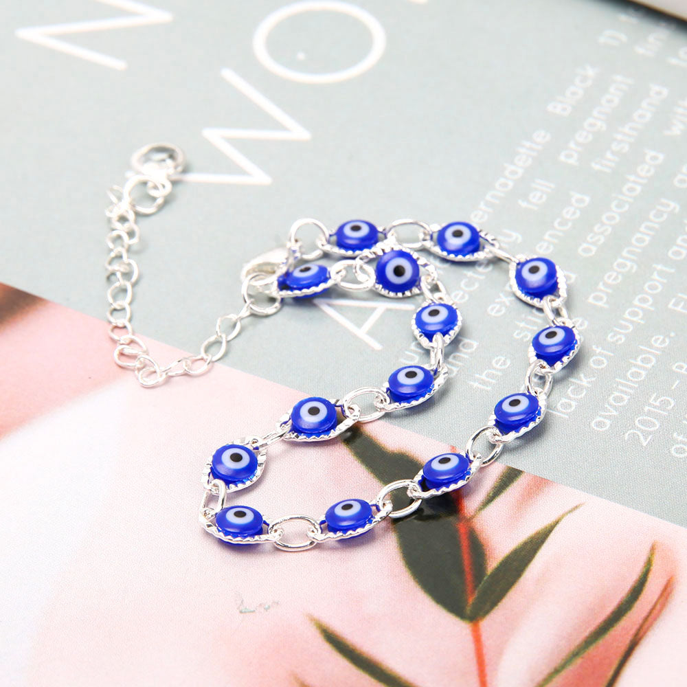 Silver Evil Eye Protection Bracelet 26cm Lightweight