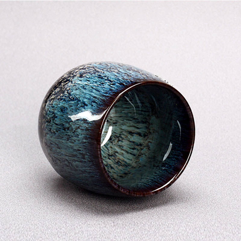 Silver Lotus Flower Leaf Chinese Jianzhan Ceramic Teacup 150ml