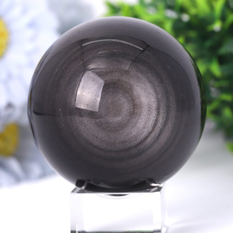 Silver Obsidian Sphere 2-4.5 inch Polished Crystal Orb