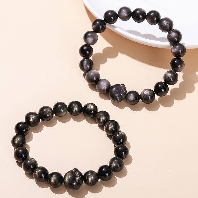 Silver Sheen Obsidian 8mm Communication Bracelet