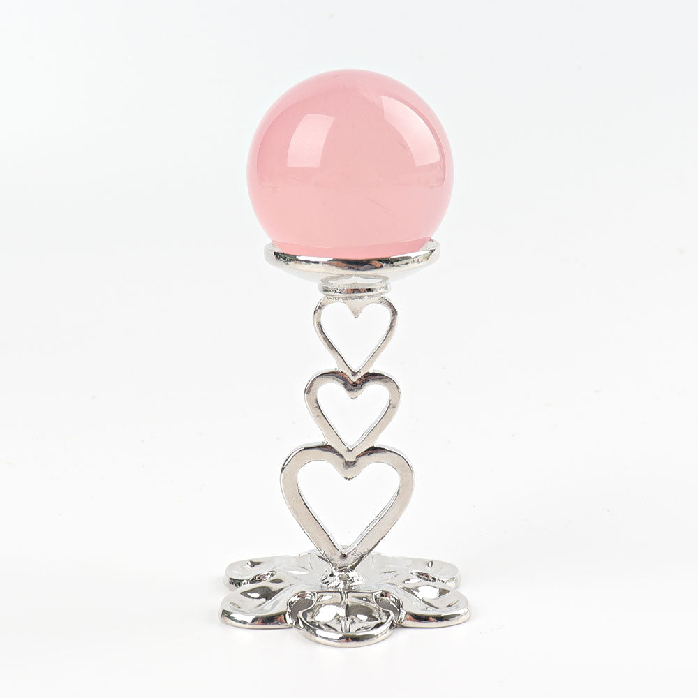 Silver Tone Metal Heart Crystal Display Stand - 2.5 Inches