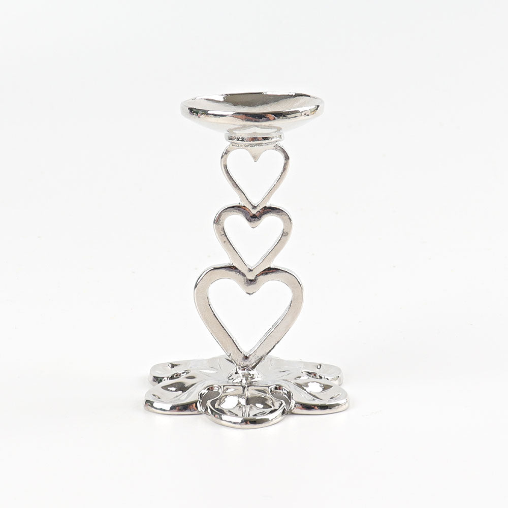 Silver Tone Metal Heart Crystal Display Stand - 2.5 Inches