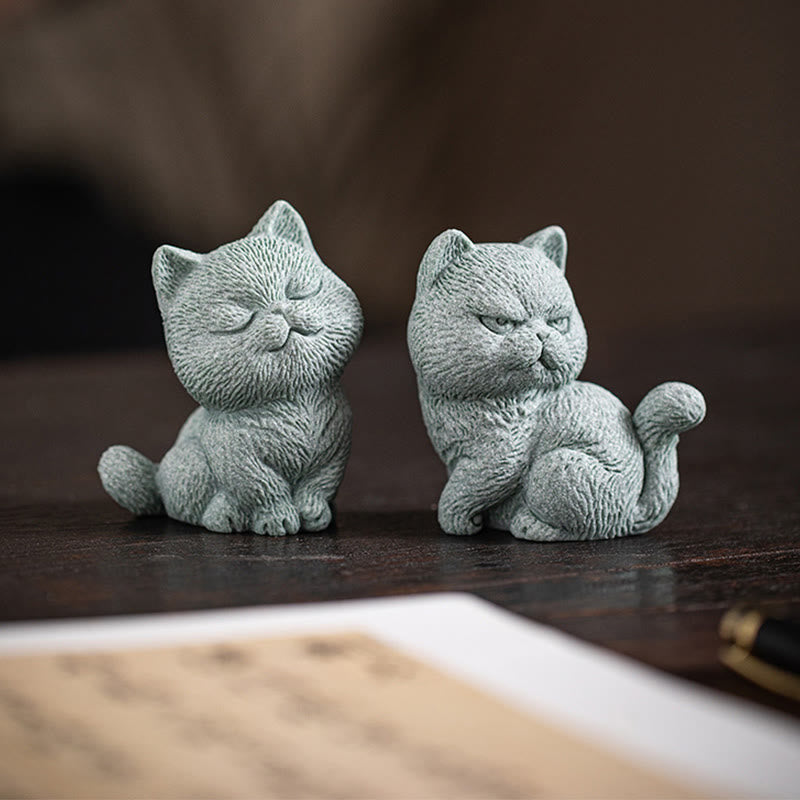 Small Cat Tea Pet Figurine | Spiritual Animal Home Decor
